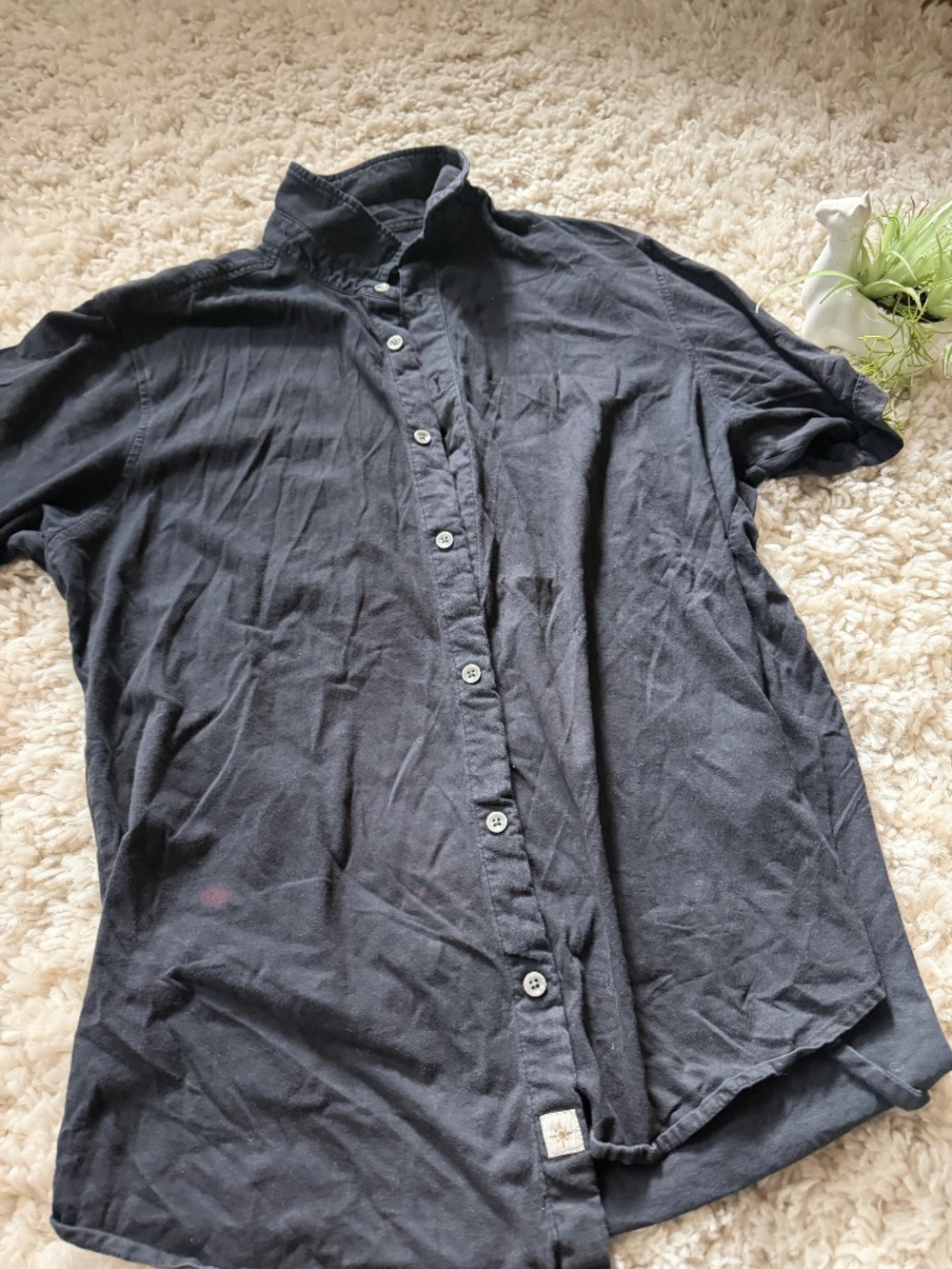 Men's Casual Costaoro Hawaiian dress Short-Sleeve Button-Down Shirt — Black